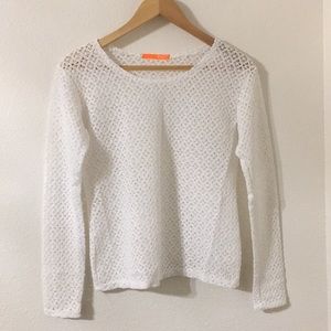 Mint Crochet White Long Sleeve Top